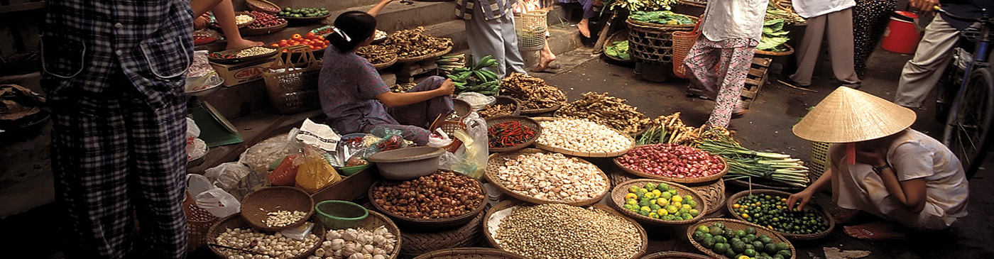 Vegetable vendors at the market, Hoi An, Quang Nam, Vietnam